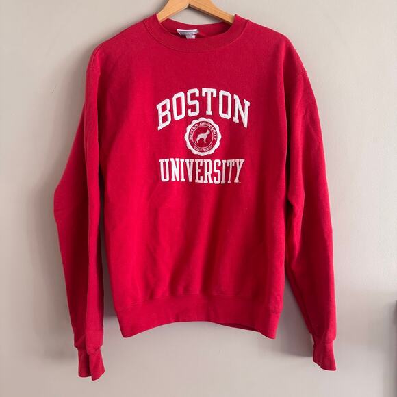 Boston University Red Crewneck Terrier Sweatshirt Vintage Style Champion Eco M - Picture 1 of 4